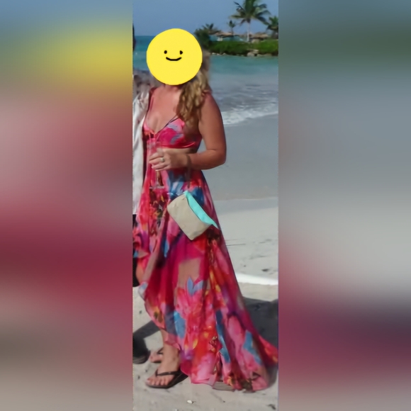 Pink and Red High Low Sundress with Spaghetti Straps- Beach Wedding Guest - Picture 2 of 5